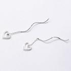 Heart Drop Earring 1 Pair - Threader Earring - Love Heart - Silver - One Size