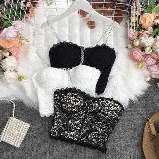 Chain Lace Cropped Camisole Top