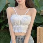 Ruffled Camisole Top / A-line Denim Skirt / Bandeau