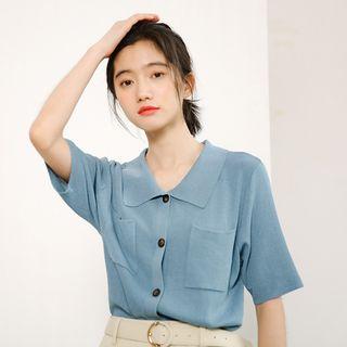 Short-sleeve Dual Pocket Cardigan