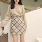Argyle Wool A-line Skirt