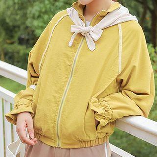 Hooded Contrast Trim Zip Jacket