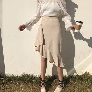 Asymmetric Frilled Skirt