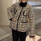 Houndstooth Button Jacket Plaid - Black & White - One Size
