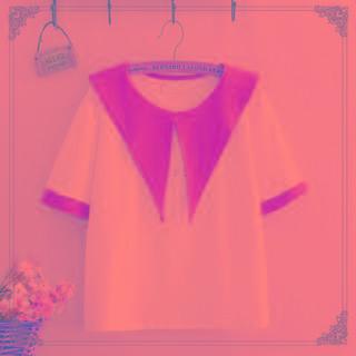Sailor Collar Short-sleeve Embroidered Top