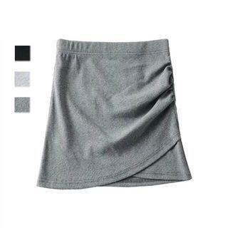 Plain Asymmetrical Mini Pencil Skirt