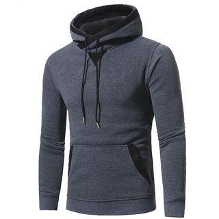 Plain Contrast Trim Hooded Pullover