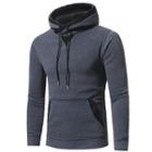 Plain Contrast Trim Hooded Pullover