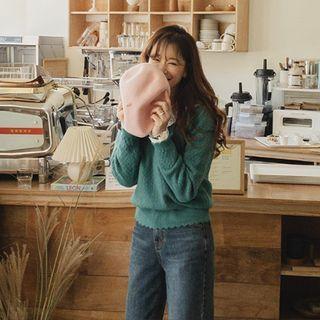 Scallop-trim Textured Sweater