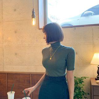 Turtle-neck Short-sleeve M Lange Top