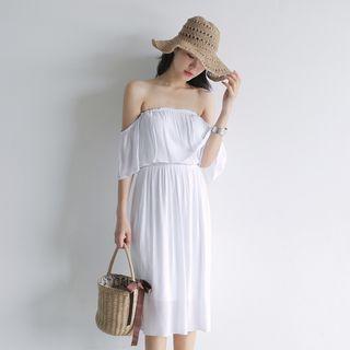 Off-shoulder Capelet Midi Dress