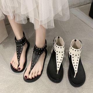 Studded Ankle Strap Flip Flops