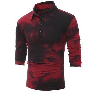 Print Long-sleeve Collared T-shirt