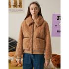 Snug Club Zipped Faux-fur Jacket Brown - One Size