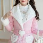 Fleece Panel Padded Coat Dress