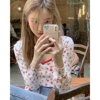 Floral Print Camisole Top + Knit Cardigan Floral Print - One Size