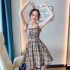 Ruffle Strap Plaid A-line Dress
