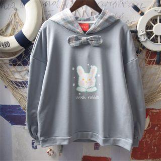 Cartoon Print Bow Hoodie
