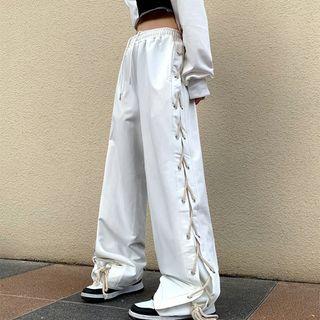 Lace-up Wide Leg Sweatpants