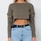 Round Neck Cropped Long-sleeve T-shirt