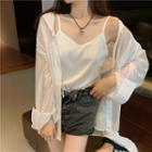 Set: Camisole Top + Hooded Button Light Jacket