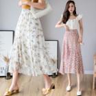 High-waist Floral Printed Chiffon Midi Skirt (various Design)