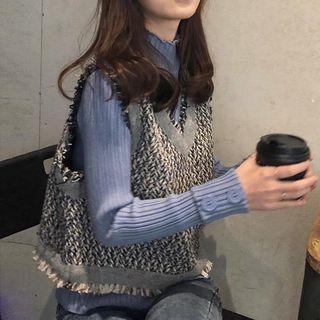 Mock Neck Knit Top / Knit Vest