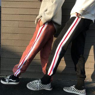 Contrast Trim Couple Matching Pants