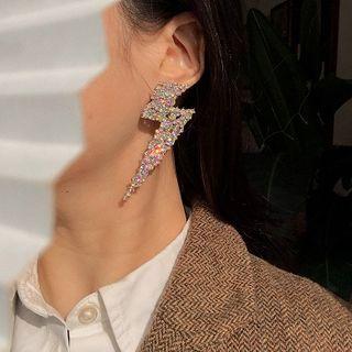 Lightning Rhinestone Earring 1 Pair - S925 Silver - One Size