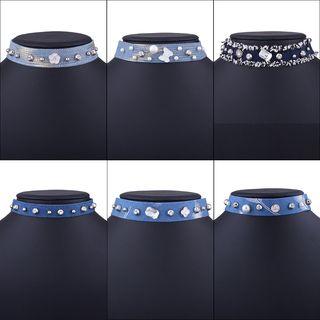 Embellished Denim Choker