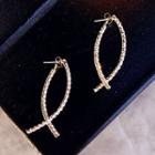Rhinestone Curve Dangle Earring 1 Pair - As Shown In Figure - One Size