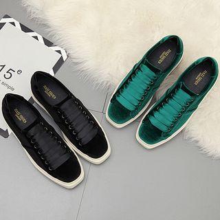 Platform Velvet Lace Up Sneakers