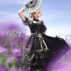 Strappy Lace Trim A-line Dress / Choker / Gloves / Set