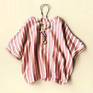 Short-sleeve Striped Cropped Top
