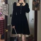 Long-sleeve Vintage Velvet Dress