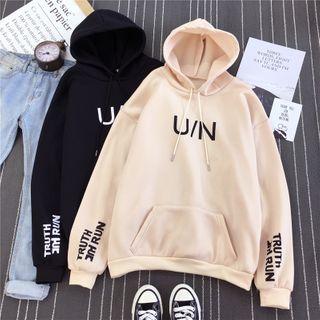 Lettering Drawstring Hoodie / Camisole