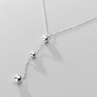 Beaded Necklace Set - S925 Silverv - Silver - One Size