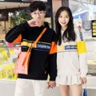 Couple Matching Color Block Lettering Hoodie