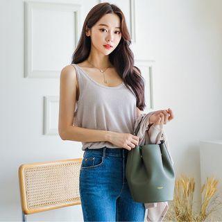 Plus Size Linen Blend Sleeveless Knit Top
