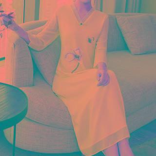 Flower Print 3/4-sleeve Shift Dress