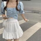 Short-sleeve Scoop-neck Crop Top / Mini A-line Skirt