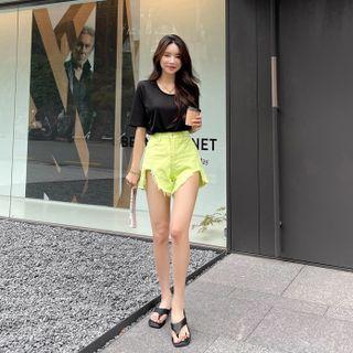Distressed Neon Color Shorts
