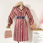 Long-sleeve Striped Double Breasted Coat Dress