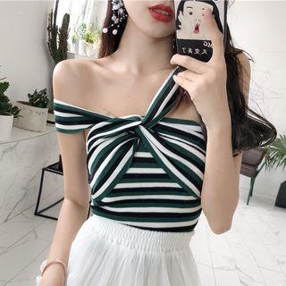 Halter Striped Knit Top