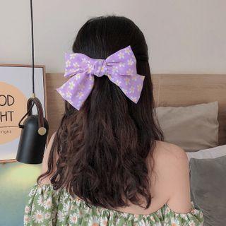 Bow Printed Chiffon Hair Clip