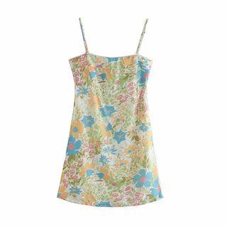 Flower Pattern Sleeveless Mini Dress