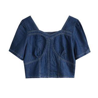 Short Sleeve Denim Blouse