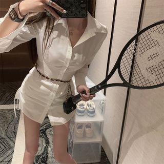 Drawstring Mini Fitted Shirtdress