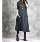 Long-sleeve Pocket Midi Knit Dress