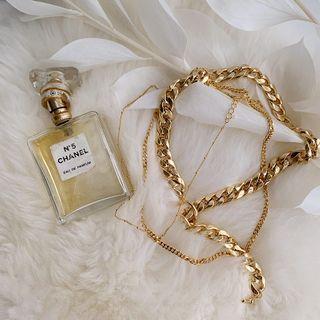 Various Chain Necklace Set (3 Pcs) Gold - One Size